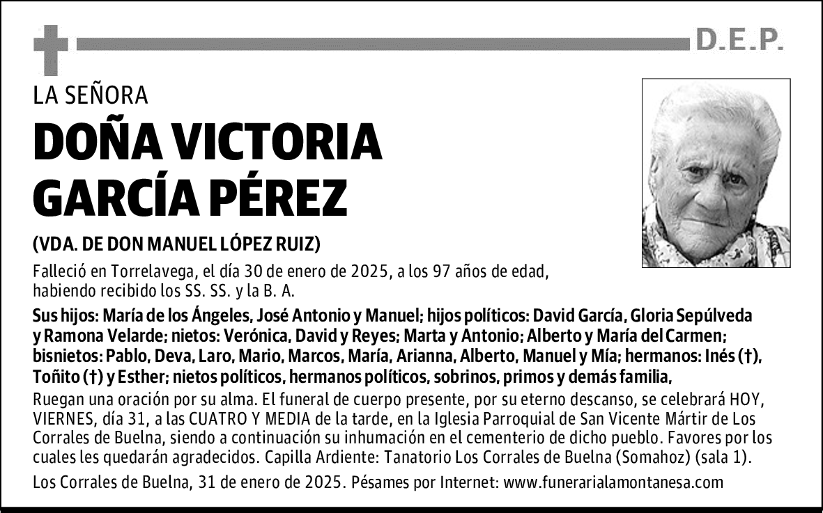 DOÑA VICTORIA GARCÍA PÉREZ