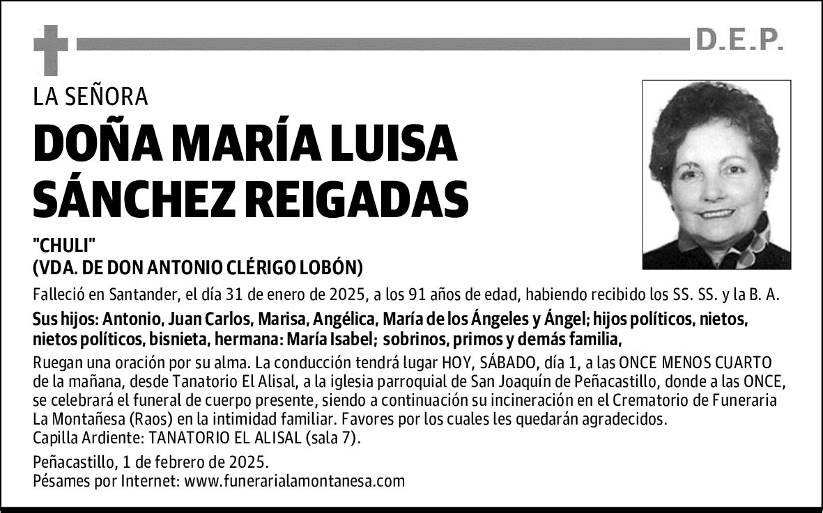 DOÑA MARÍA LUISA SÁNCHEZ REIGADAS