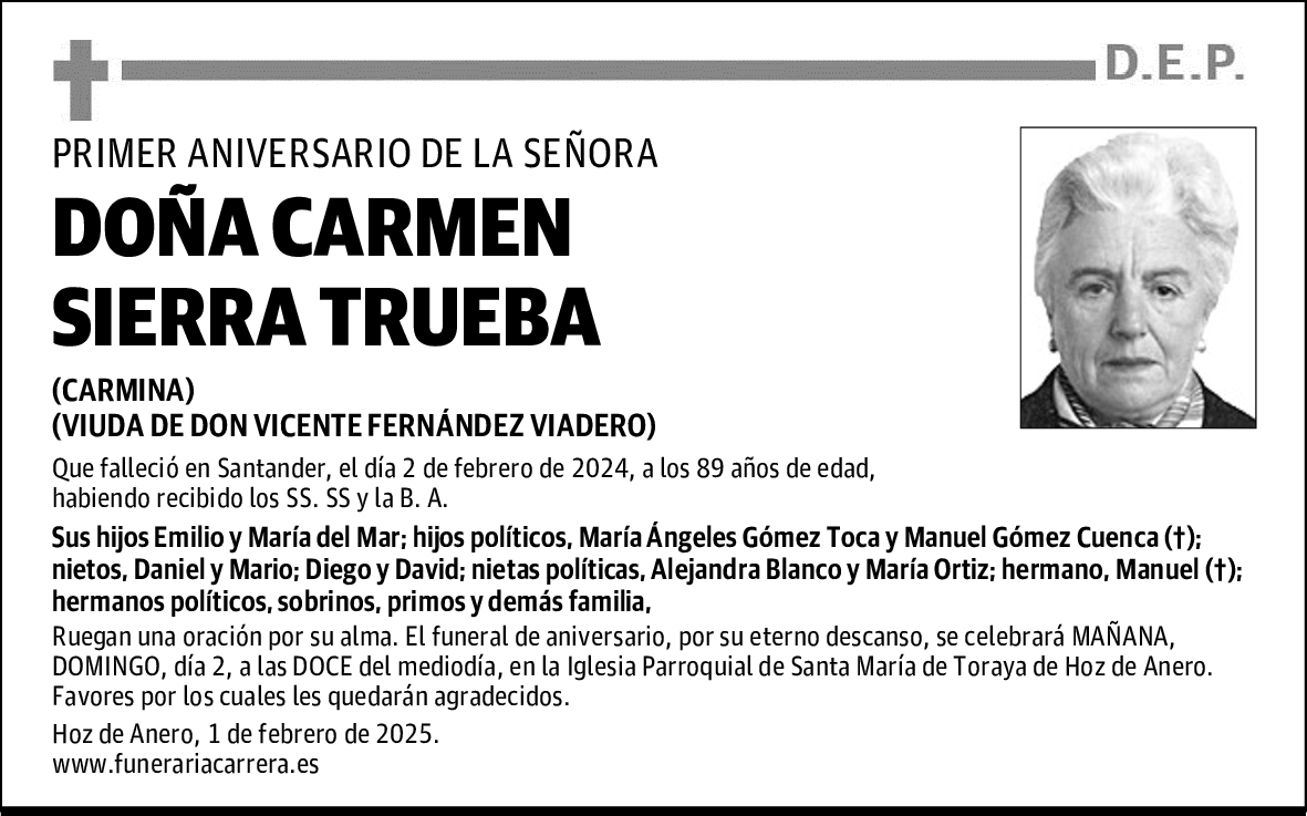 DOÑA CARMEN SIERRA TRUEBA