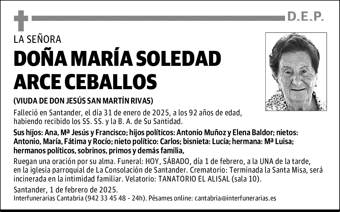 DOÑA MARÍA SOLEDAD ARCE CEBALLOS