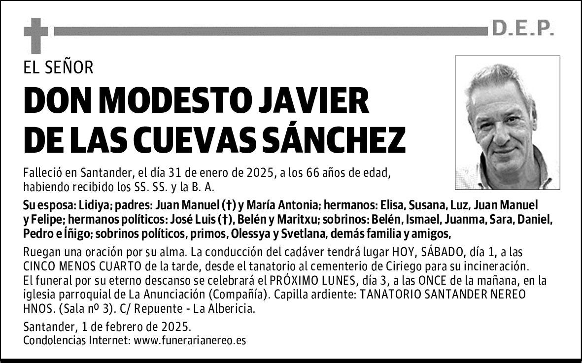 DON MODESTO JAVIER DE LAS CUEVAS SÁNCHEZ