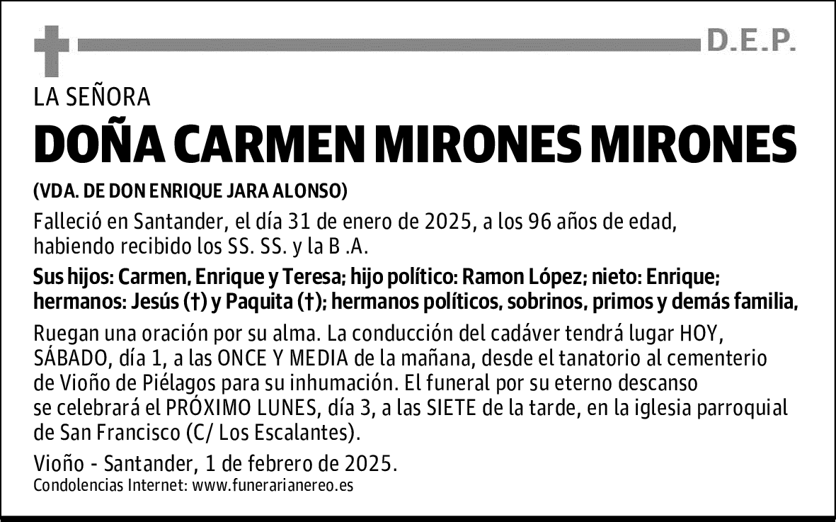 DOÑA CARMEN MIRONES MIRONES