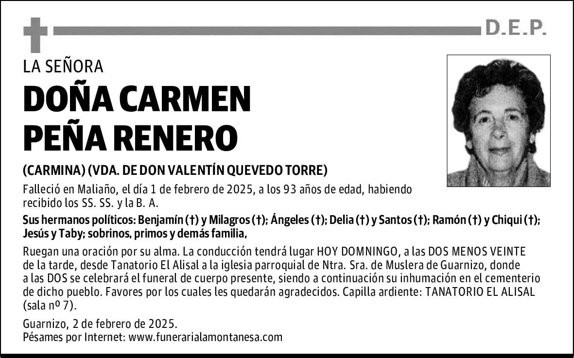 DOÑA CARMEN PEÑA RENERO