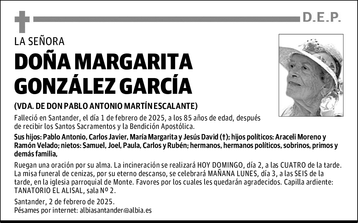 DOÑA MARGARITA GONZÁLEZ GARCÍA