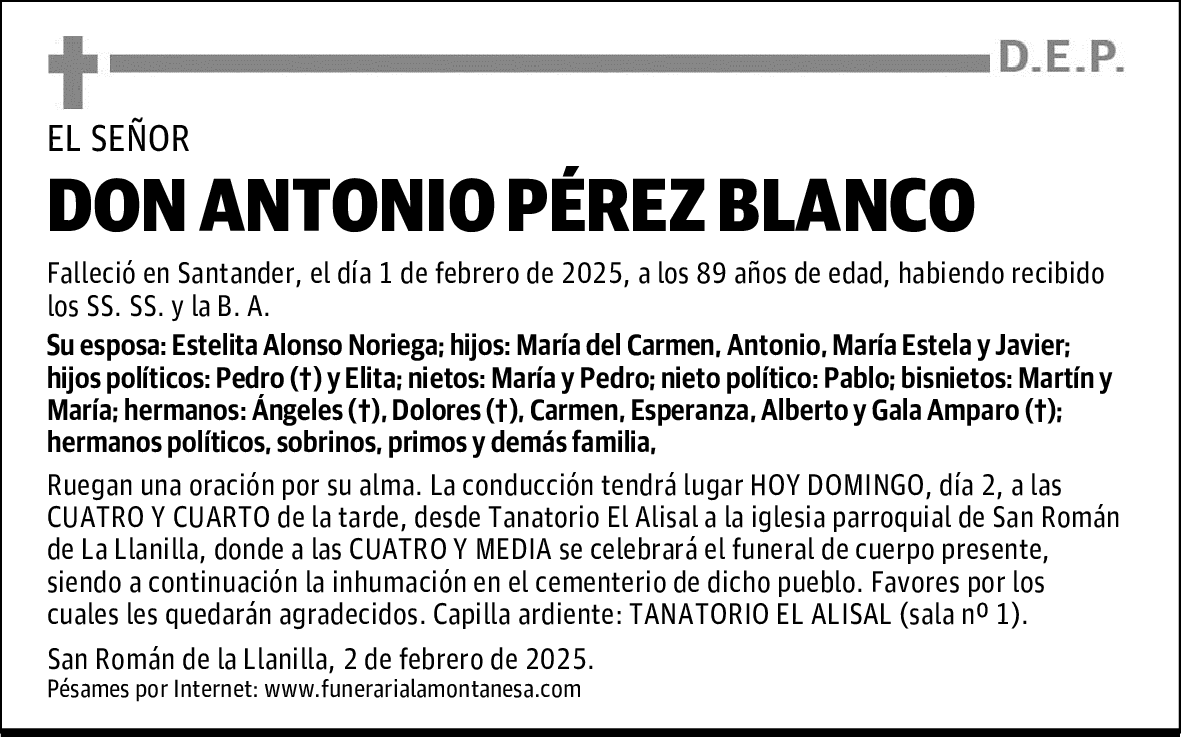 DON ANTONIO PÉREZ BLANCO