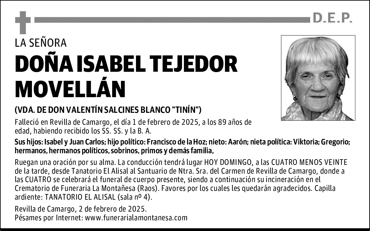 DOÑA ISABEL TEJEDOR MOVELLÁN