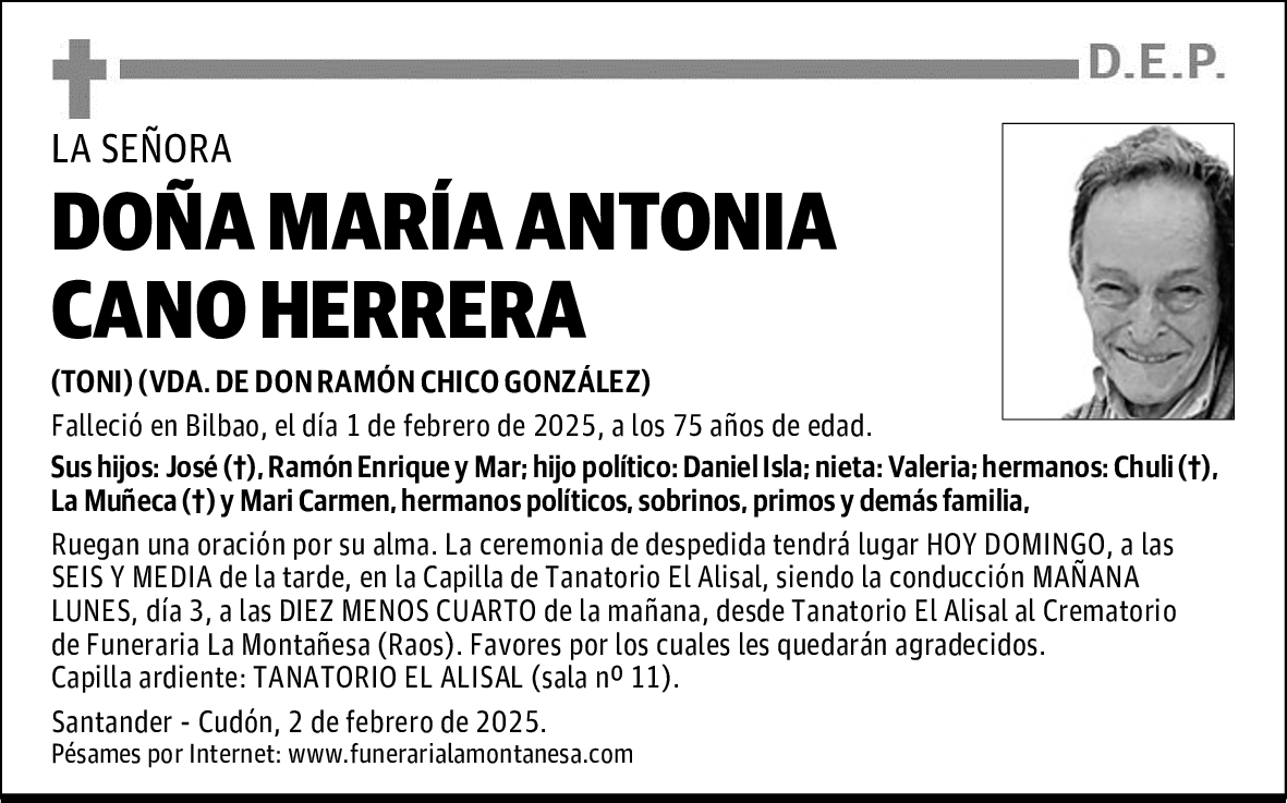 DOÑA MARÍA ANTONIA CANO HERRERA