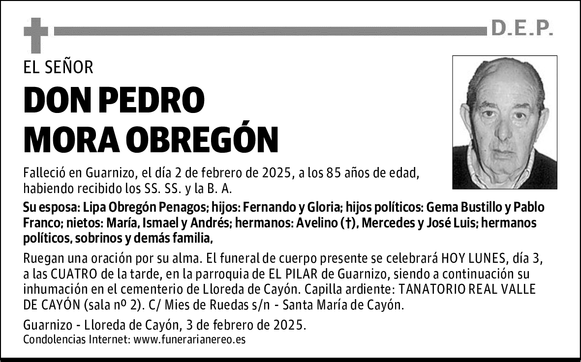 DON PEDRO MORA OBREGÓN