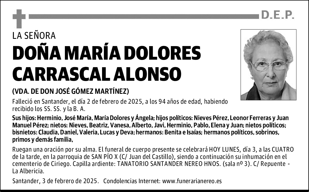 DOÑA MARÍA DOLORES CARRASCAL ALONSO