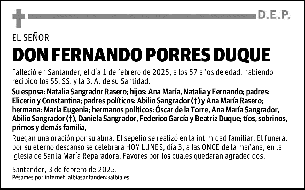 DON FERNANDO PORRES DUQUE