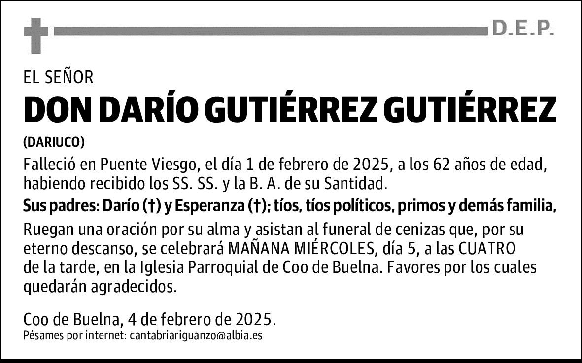 DON DARÍO GUTIÉRREZ GUTIÉRREZ