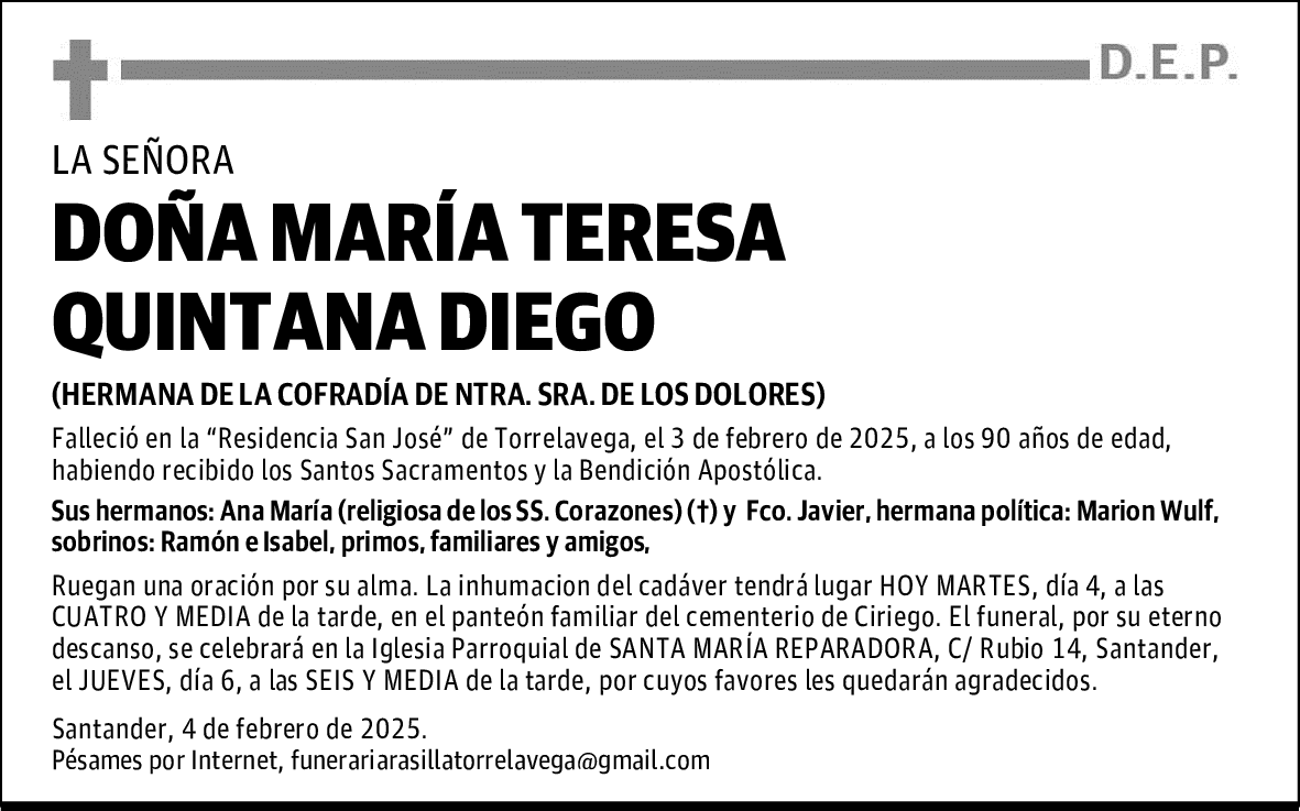 DOÑA MARÍA TERESA QUINTANA DIEGO