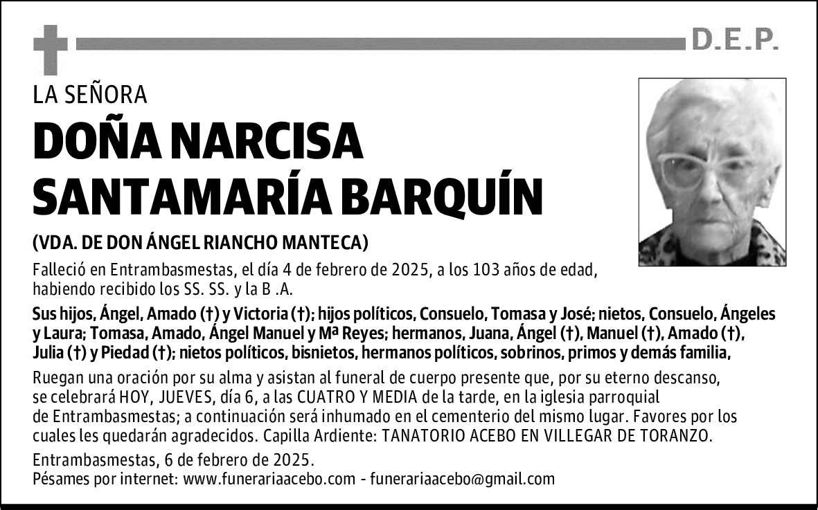 DOÑA NARCISA SANTAMARÍA BARQUÍN