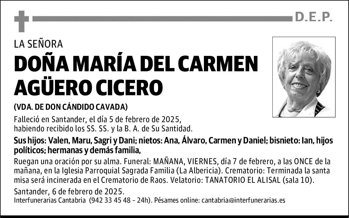 DOÑA MARÍA DEL CARMEN AGÜERO CICERO