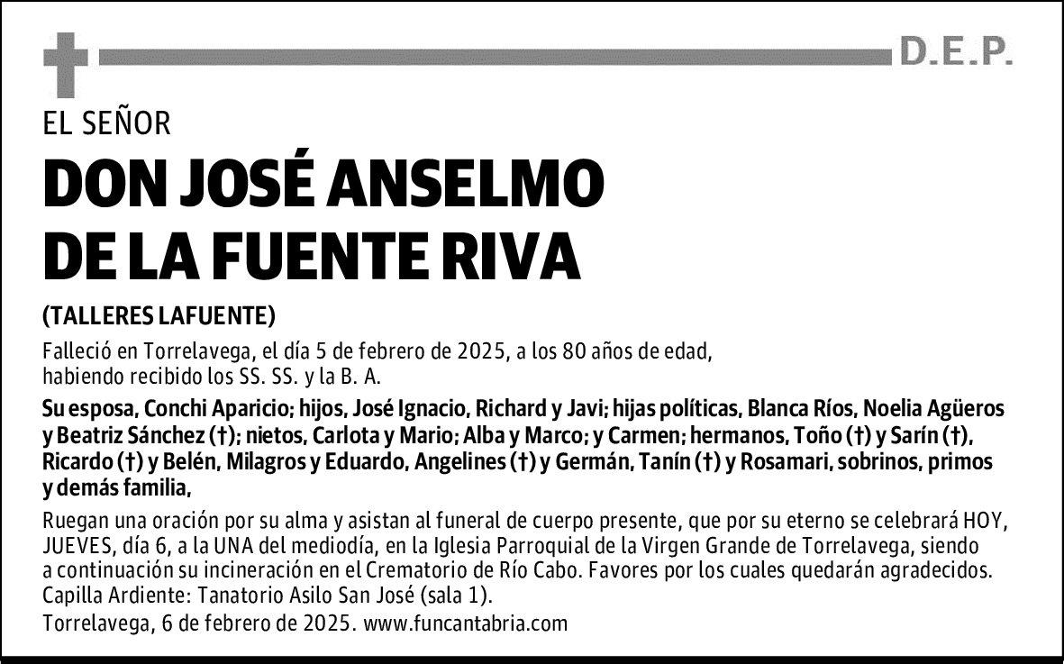 DON JOSÉ ANSELMO DE LA FUENTE RIVA
