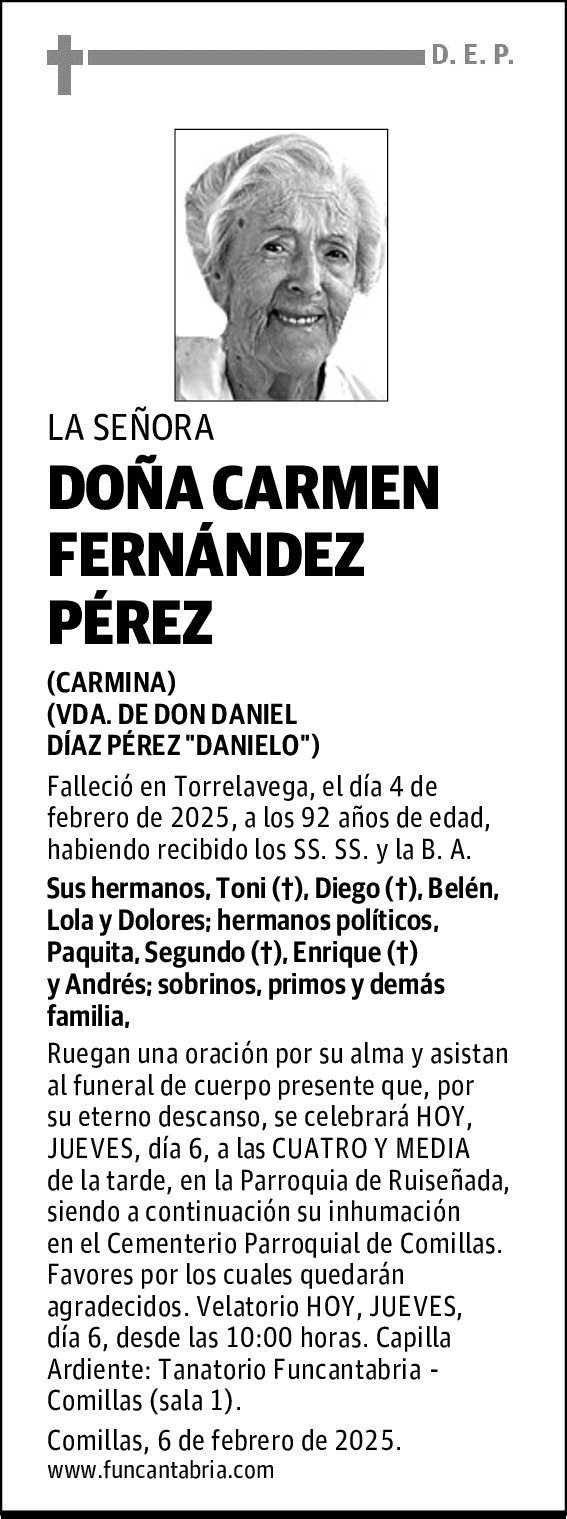 DOÑA CARMEN FERNÁNDEZ PÉREZ