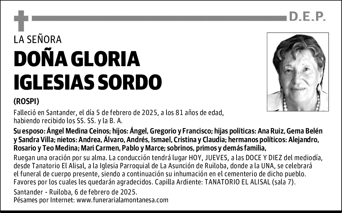 DOÑA GLORIA IGLESIAS SORDO
