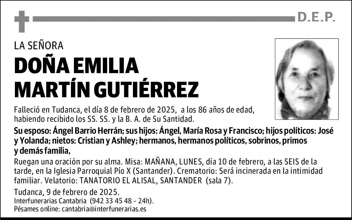 DOÑA EMILIA MARTÍN GUTIÉRREZ