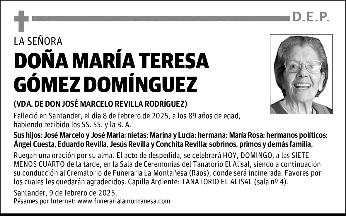 DOÑA MARÍA TERESA GÓMEZ DOMÍNGUEZ