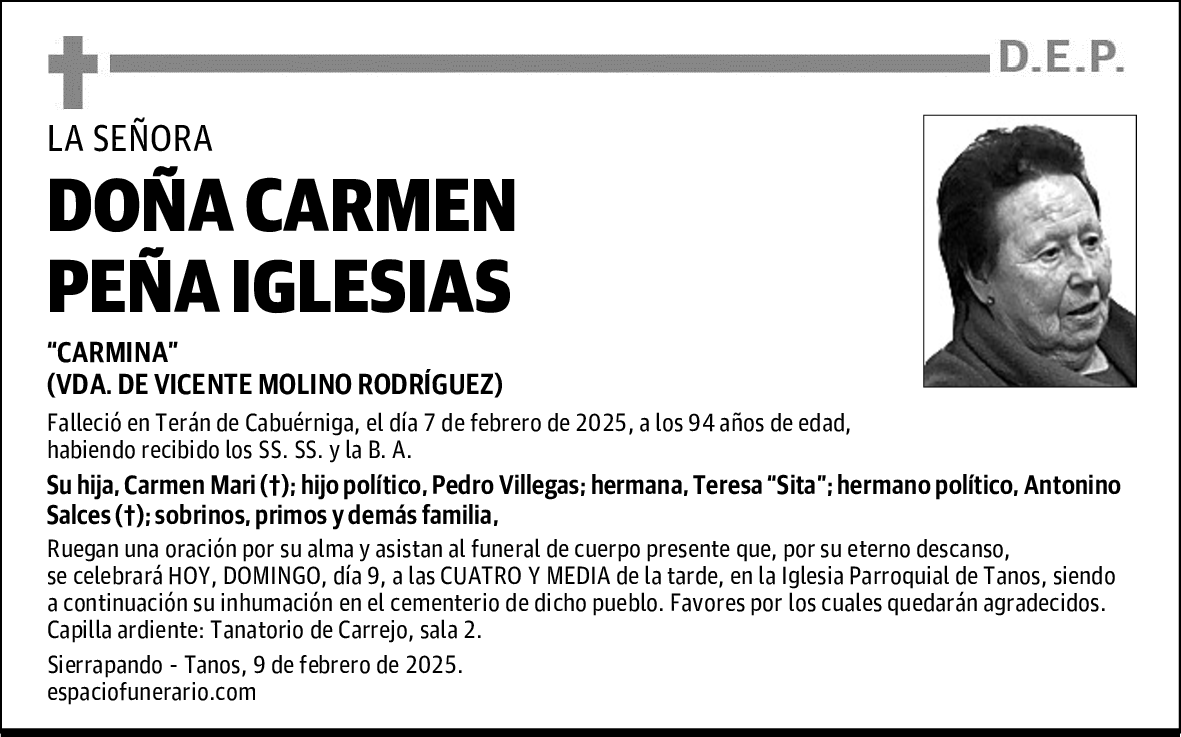 DOÑA CARMEN PEÑA IGLESIAS