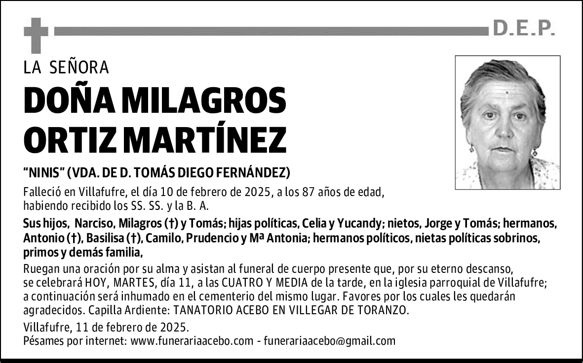 DOÑA MILAGROS ORTIZ MARTÍNEZ