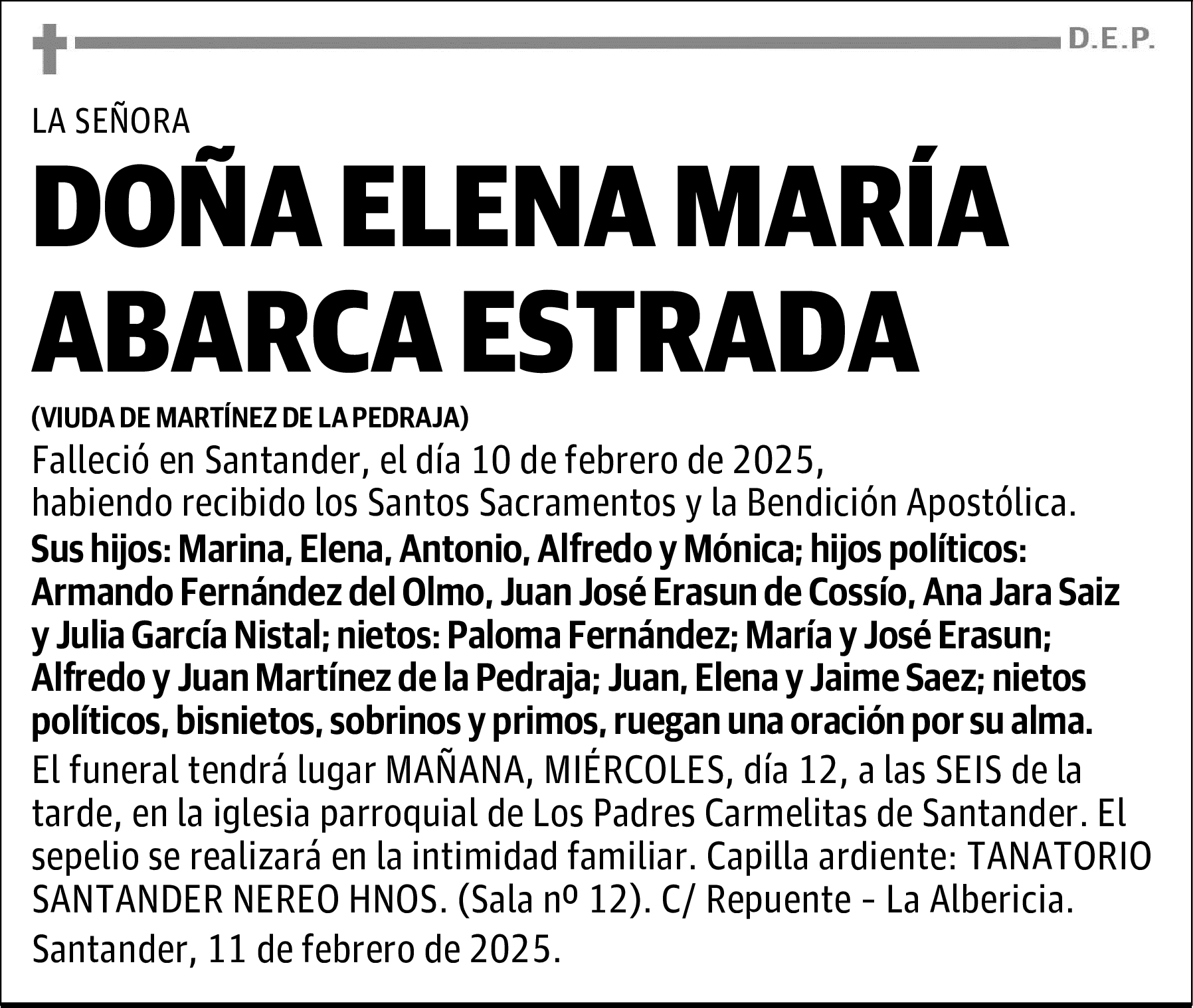 DOÑA ELENA MARÍA ABARCA ESTRADA