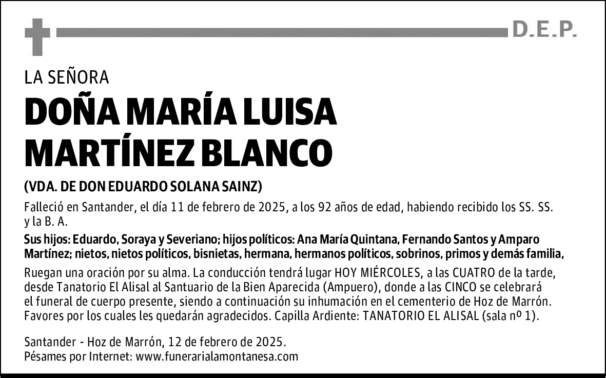 DOÑA MARÍA LUISA MARTÍNEZ BLANCO