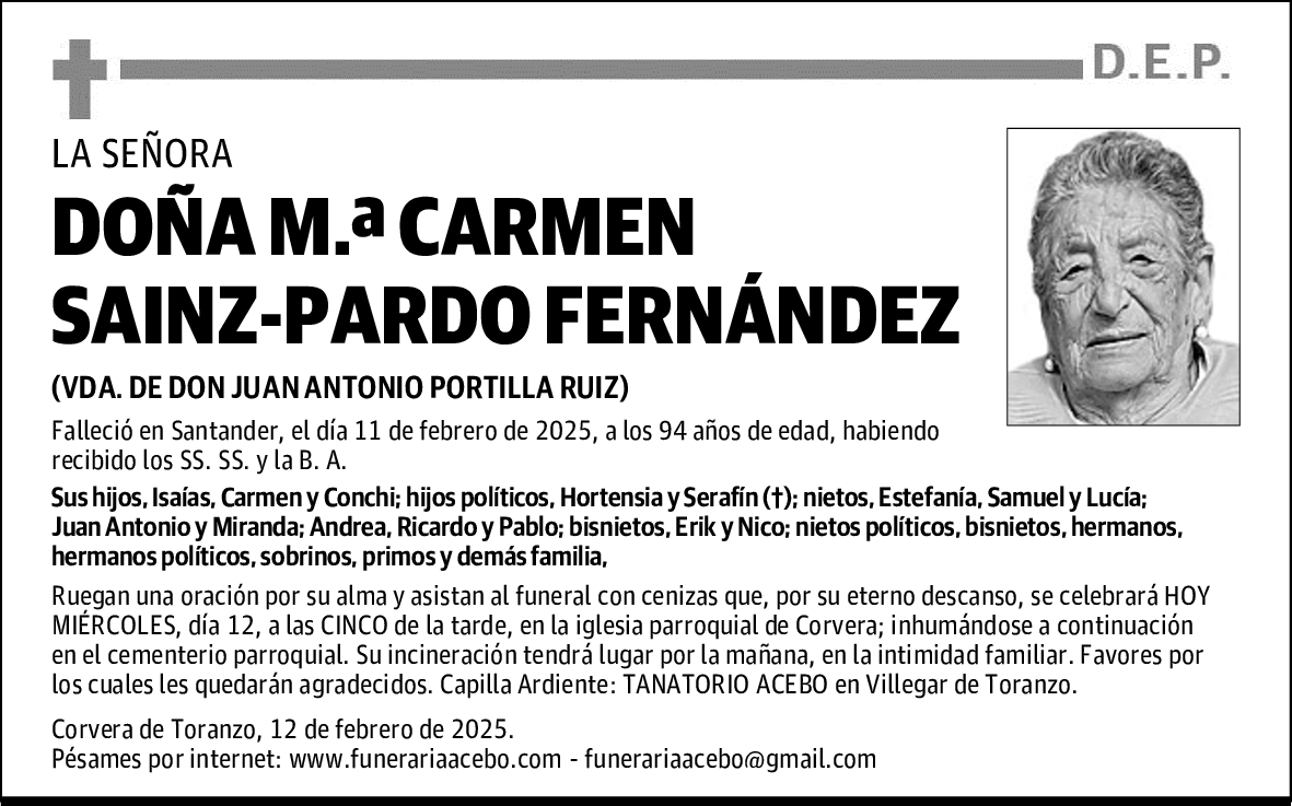 DOÑA M.ª CARMEN SAINZ-PARDO FERNÁNDEZ