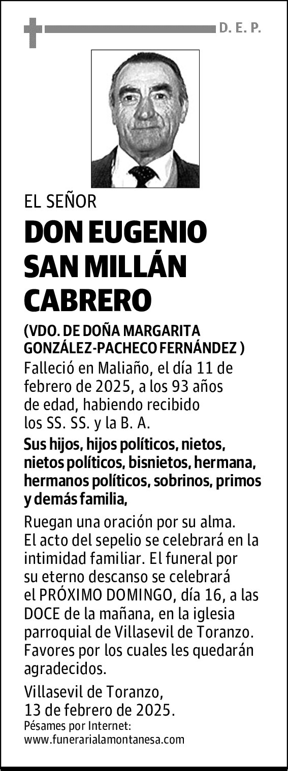 DON EUGENIO SAN MILLÁN CABRERO