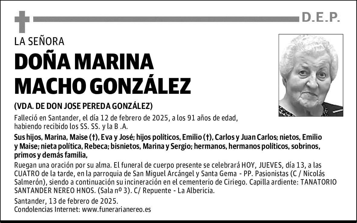 DOÑA MARINA MACHO GONZÁLEZ