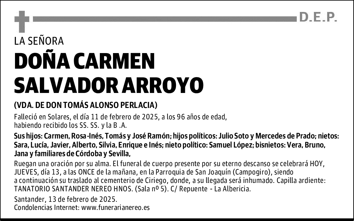 DOÑA CARMEN SALVADOR ARROYO