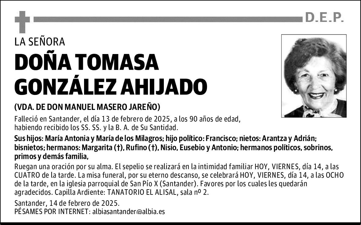 DOÑA TOMASA GONZÁLEZ AHIJADO