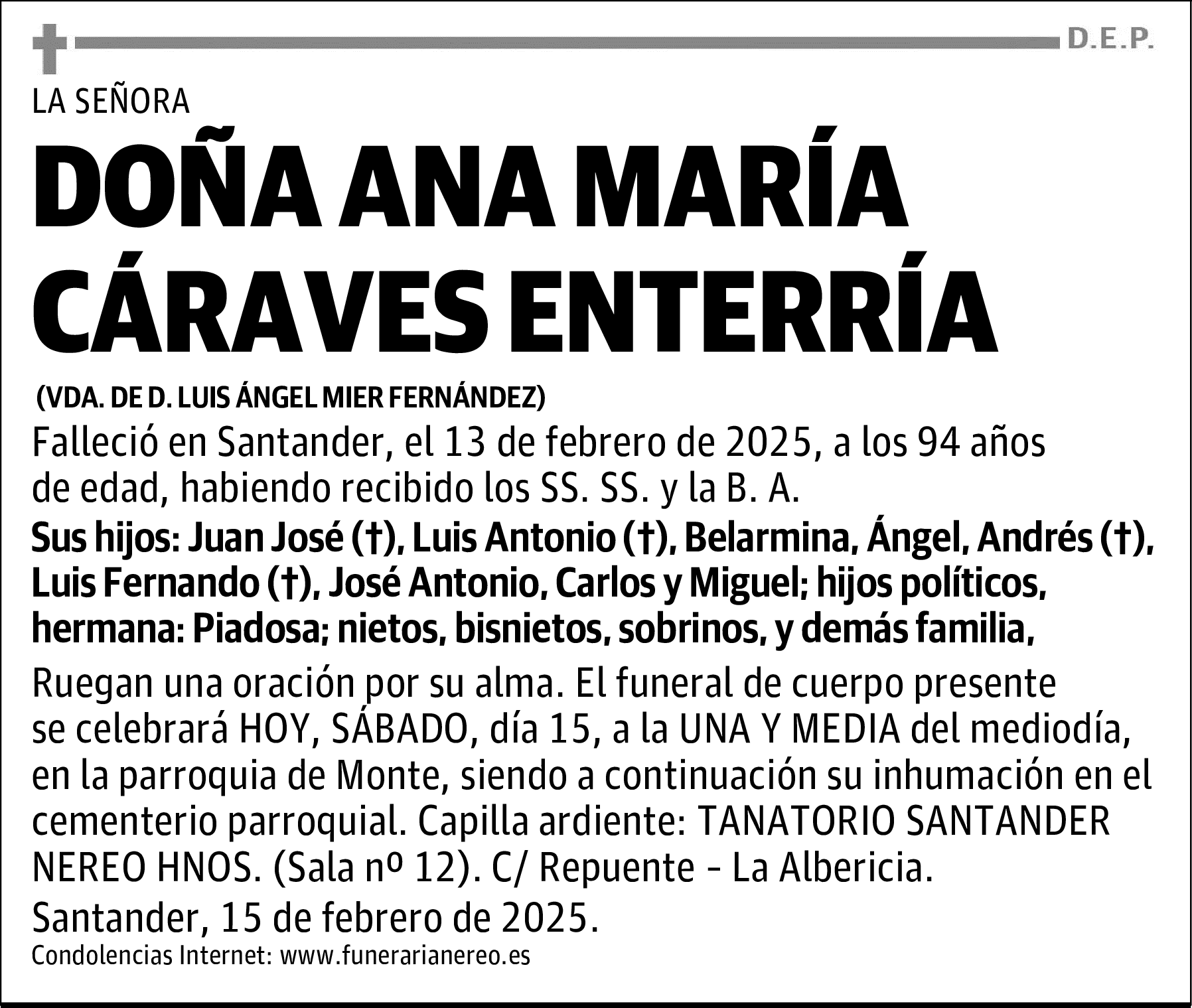 DOÑA ANA MARÍA CÁRAVES ENTERRÍA