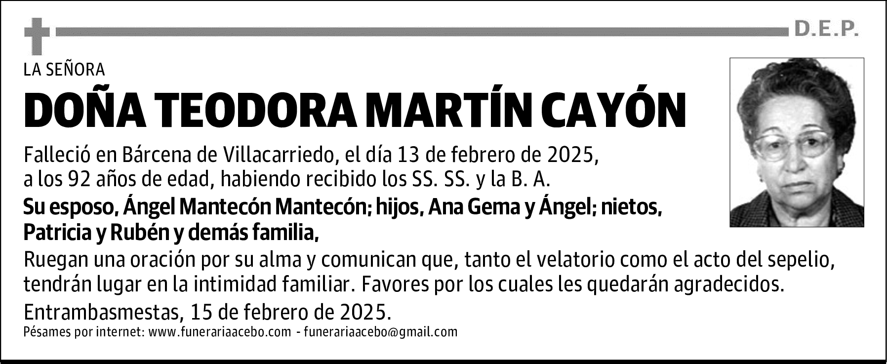 DOÑA TEODORA MARTÍN CAYÓN