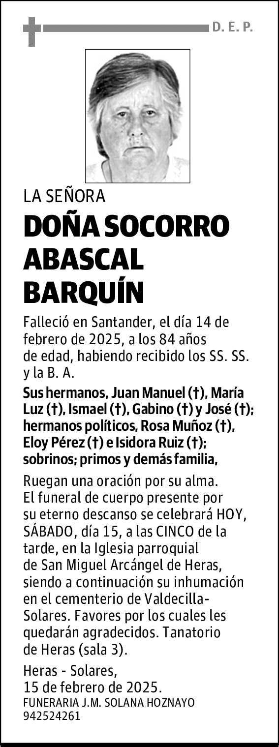 DOÑA SOCORRO ABASCAL BARQUÍN