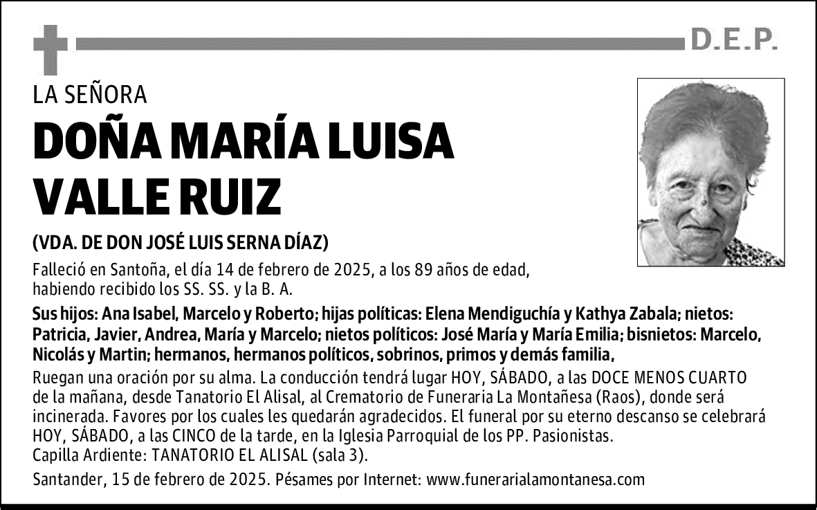 DOÑA MARÍA LUISA VALLE RUIZ