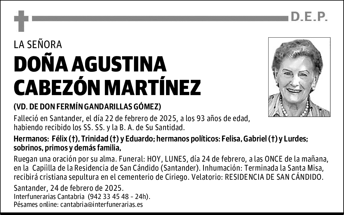 DOÑA AGUSTINA CABEZON MARTINEZ