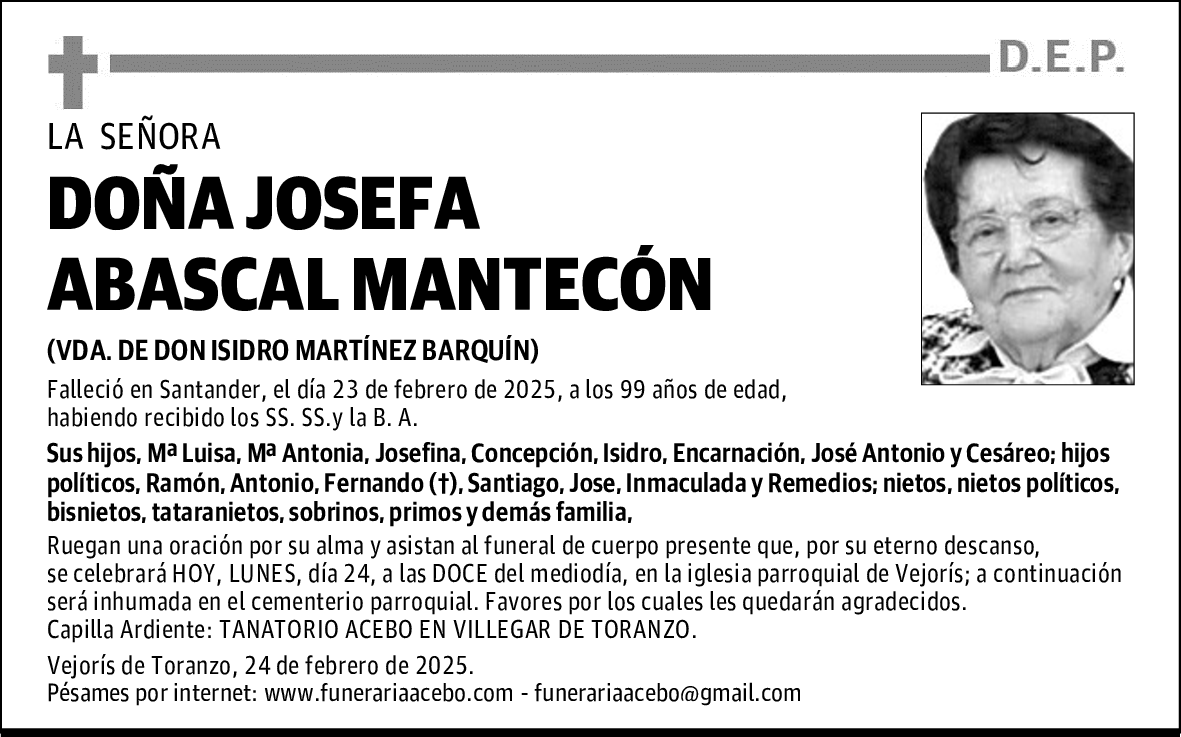 DOÑA JOSEFA ABASCAL MANTECÓN