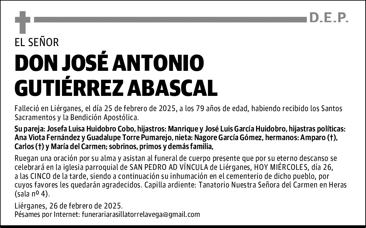 DON JOSÉ ANTONIO GUTIÉRREZ ABASCAL