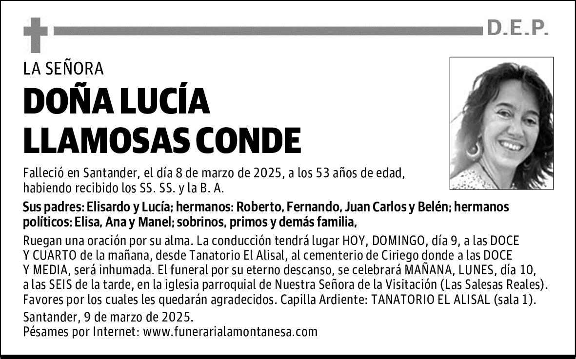 DOÑA LUCÍA LLAMOSAS CONDE