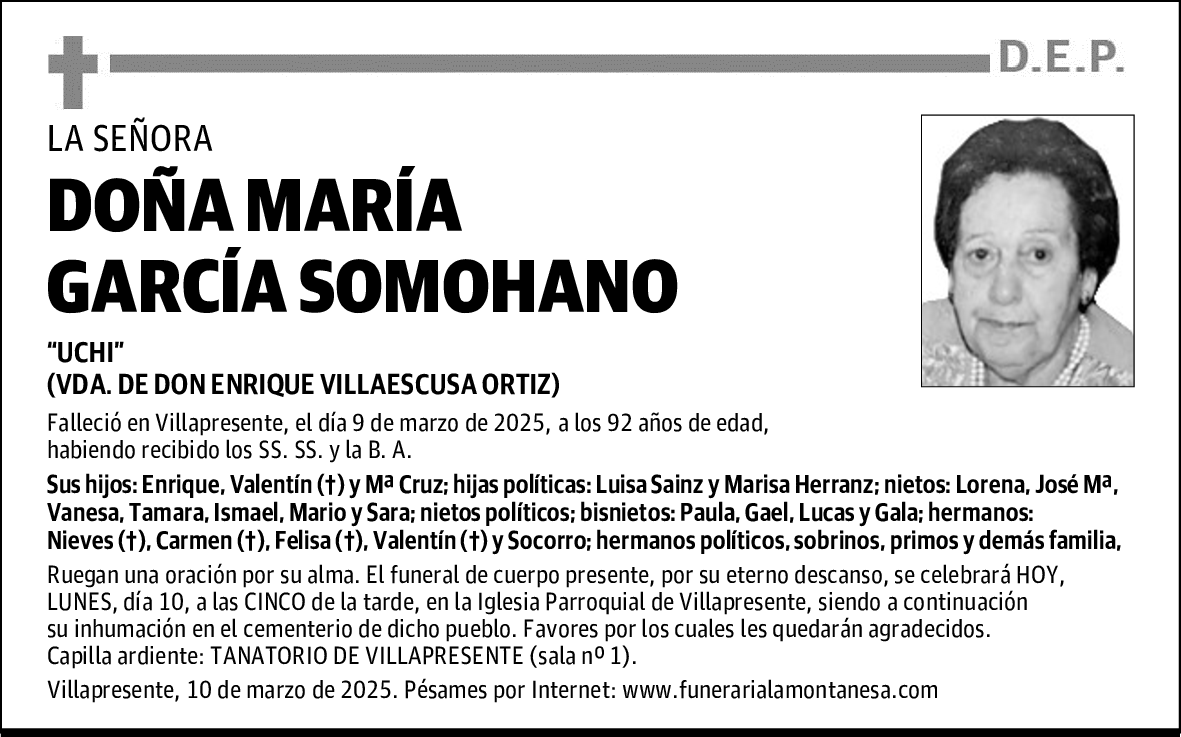 DOÑA MARÍA GARCÍA SOMOHANO