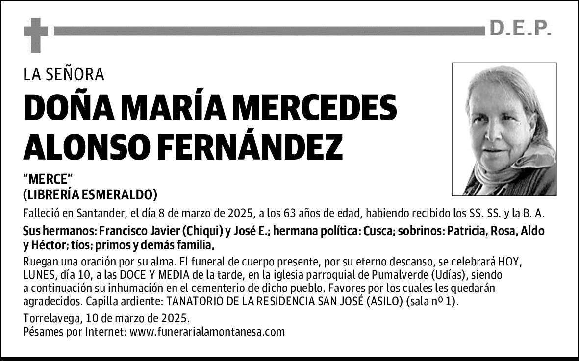 DOÑA MARÍA MERCEDES ALONSO FERNÁNDEZ