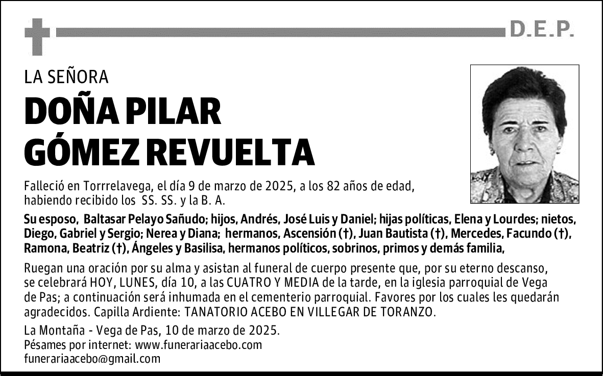 DOÑA PILAR GÓMEZ REVUELTA