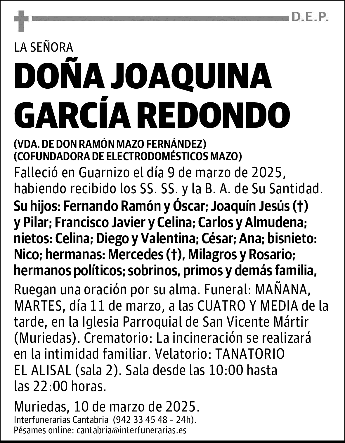 DOÑA JOAQUINA GARCÍA REDONDO