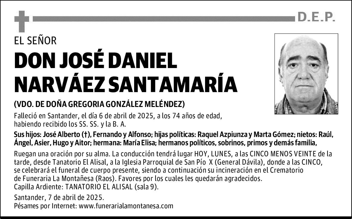 DON JOSÉ DANIEL NARVÁEZ SANTAMARÍA