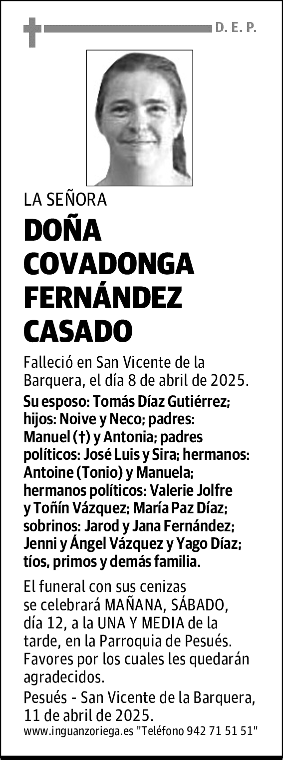 DOÑA COVADONGA FERNÁNDEZ CASADO