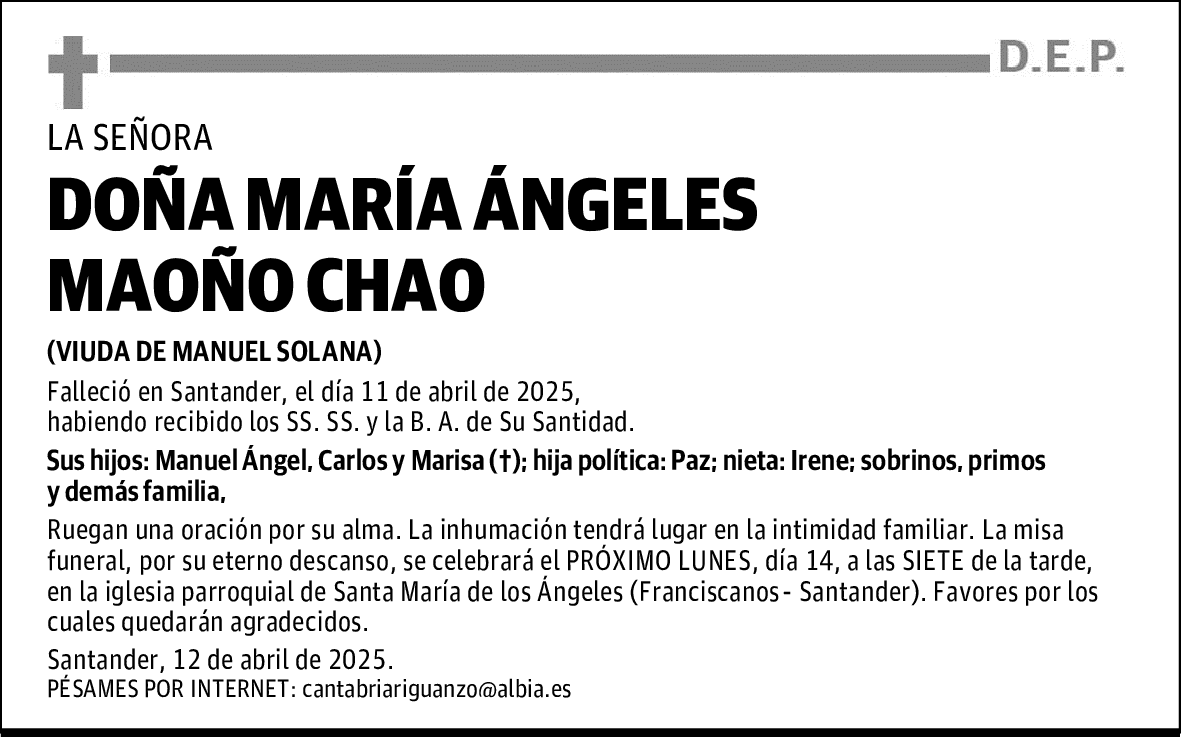 DOÑA MARÍA ÁNGELES MAOÑO CHAO