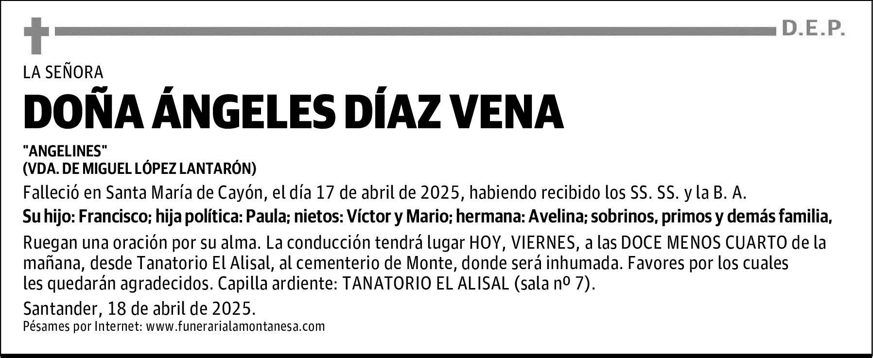 DOÑA ÁNGELES DÍAZ VENA