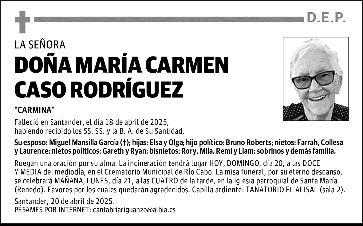 DOÑA MARÍA CARMEN CASO RODRÍGUEZ
