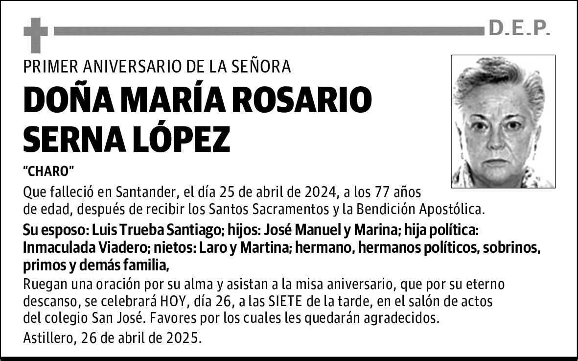 DOÑA MARÍA ROSARIO SERNA LÓPEZ